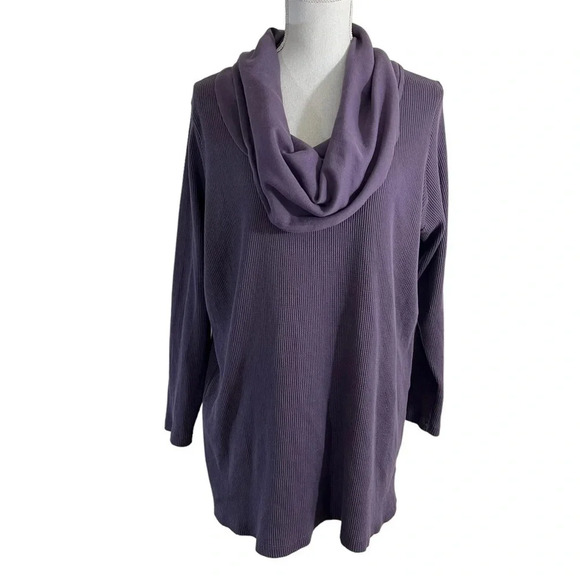 Roamans Light Purple Waffle Knit Sweater Plus 18 20 Draped Cowl Neck Pullover - Picture 1 of 6